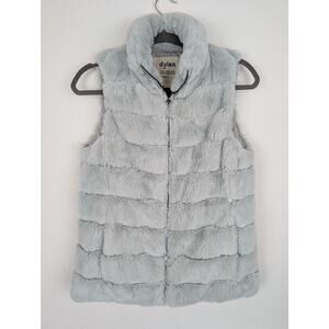 Dylan Vest Faux Fur Zipper Soft Furry Fall Winter Outdoor Silver Gray Size S